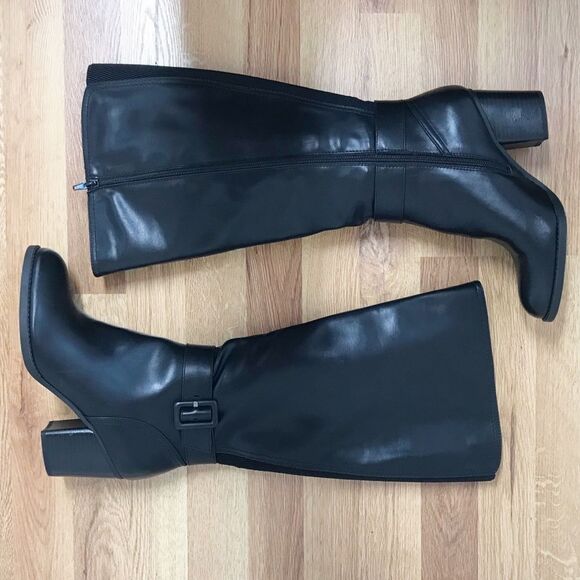 SOUL Naturalizer Black Wide Calf Chunky Heel Boot Knee High Size 6.5 New - Picture 11 of 13